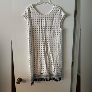 Madewell White Dress with Black Geometric Pattern